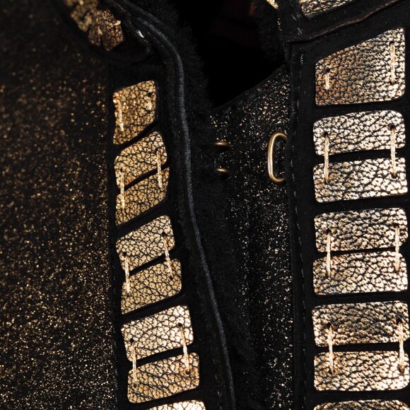 Roberto Cavalli Embellished Black Gold Sheepskin Jacket - Picture 8 of 11